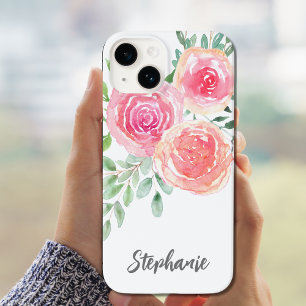 Personalized Pink Floral Case-Mate iPhone 14 Case