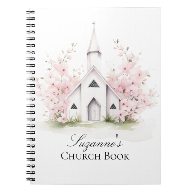Personalized Pink Floral Church Book (Front)