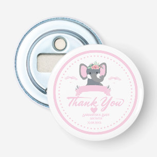 Personalized Pink floral cute Elephant Baby Shower Bottle Opener