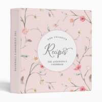 Personalized pink floral elegant recipe binders