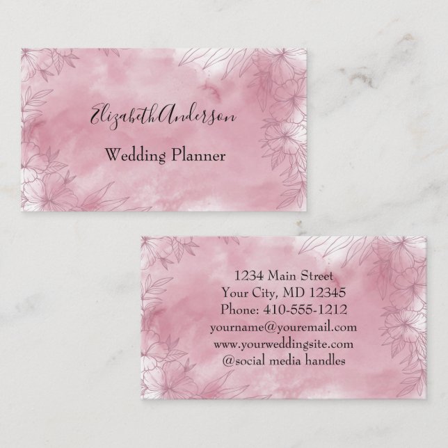 Personalized Pink Floral Feminine For Her Business Card (Front/Back)