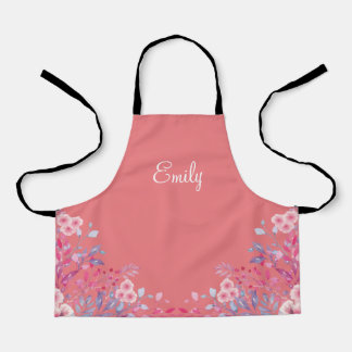 Personalized Pink Floral Kids Apron