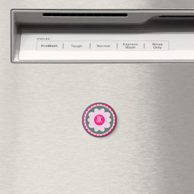 Personalized Pink Floral Magnet (In Situ (Dishwasher))