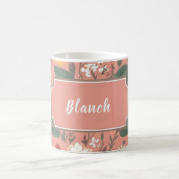 Personalized Pink Floral Pattern Coffee Mug