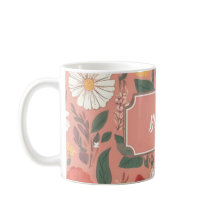 Personalized Pink Floral Pattern Coffee Mug