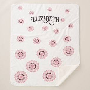 Personalized Pink Floral Pattern Sherpa Blanket