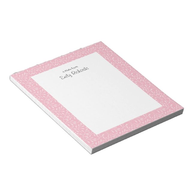 Personalized pink floral patterned Notepad (Angled)