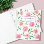Personalized Pink Floral Planner<br><div class="desc">This pretty floral Planner is decorated with watercolor pink roses and green leaves.
Easily customizable.
Use the Design Tool option to change the text size,  style,  and colour.
Because we create our artwork you won't find this exact image from other designers.
Original Watercolor © Michele Davies.</div>