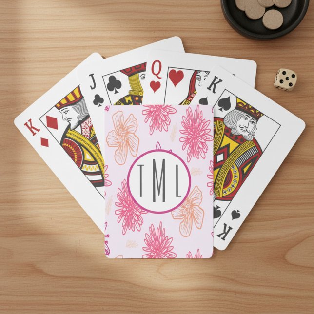 Personalized Pink Floral Playing Cards (Creator Uploaded)