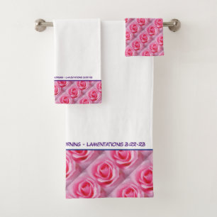 Personalized PINK FLORAL ROSE Christian Scripture Bath Towel Set