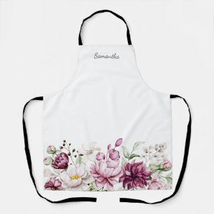Personalized Pink Floral Watercolor  Apron
