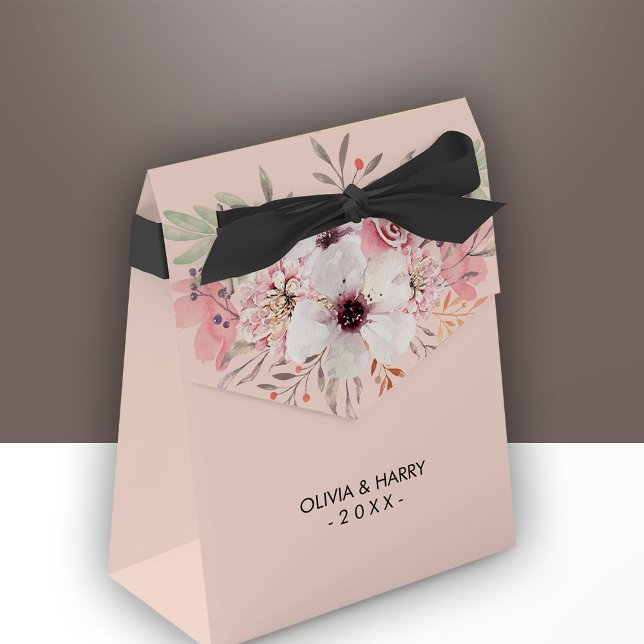 Personalized Pink Floral Wedding Favour Box (Creator Uploaded)