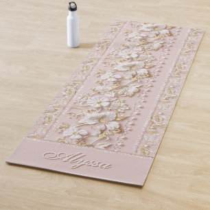Personalized Pink Floral Yoga Mat