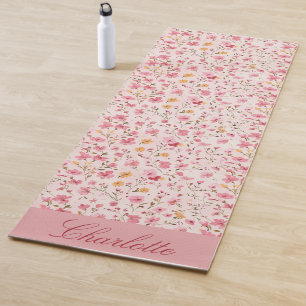 Personalized Pink Floral Yoga Mat