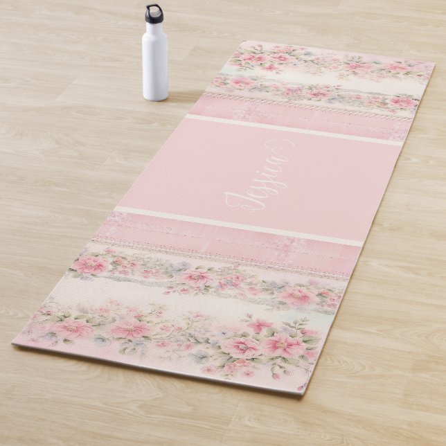 Personalized pink floral Yoga Mat (In Situ)
