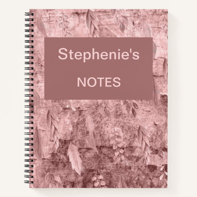 Personalized Pink Florals Notebook (Front)
