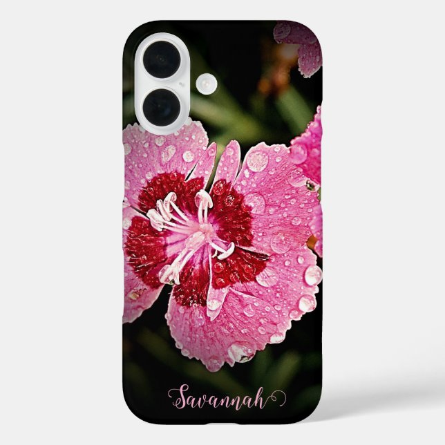 Personalized Pink Flower Apple iPhone Case (Back)