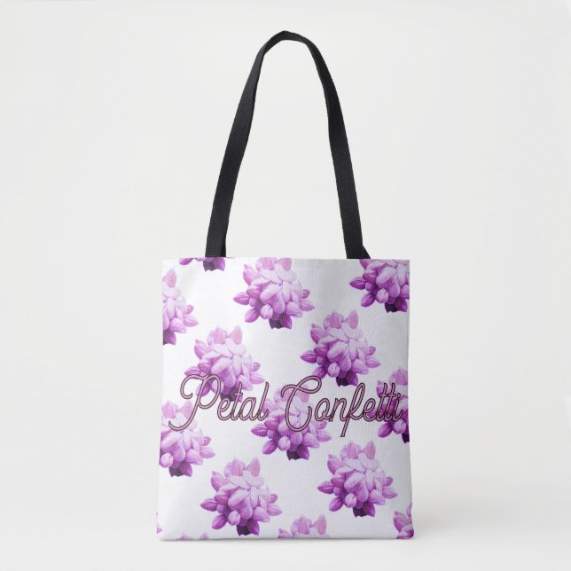 Personalized Pink Flower Confetti Tote Bag (Front)