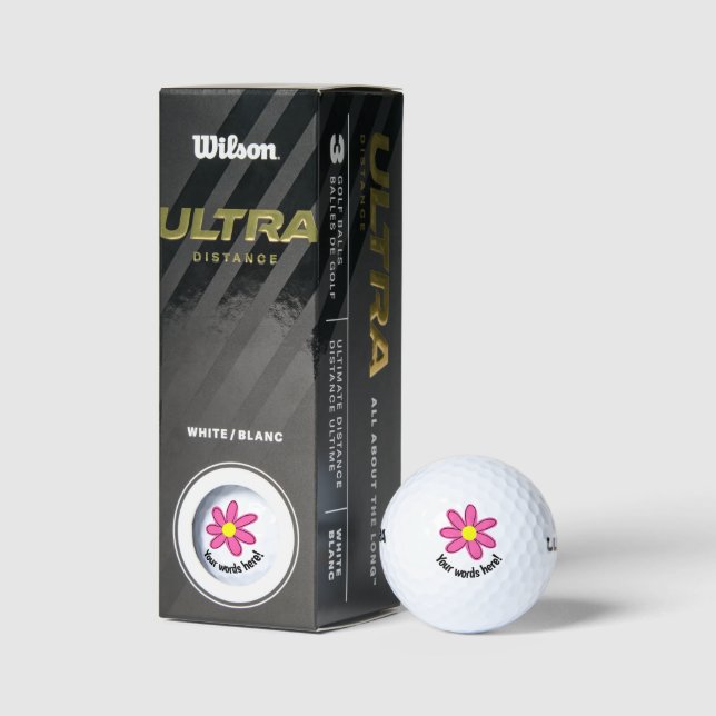 Personalized Pink Flower Golf Balls (Packaging)
