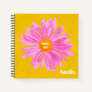 Personalized Pink Flower Painting Notebook