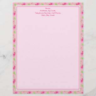 Personalized Pink Flowered Stationary Or Letterhead