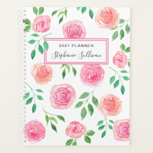 Personalized Pink Flowers  Planner