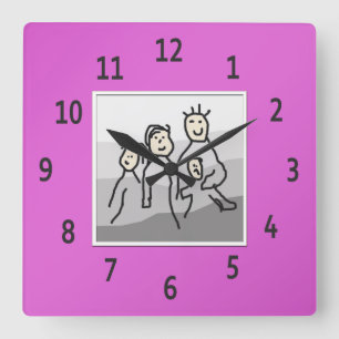 Personalized Pink Framed Your Photo Square Wall Clock