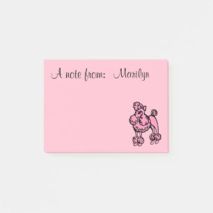 Personalized Pink French Poodle Post It Notes Gift