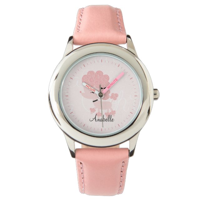 Personalized Pink French Poodle Watch (Front)