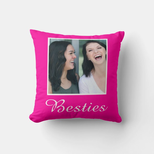 Personalized Pink Fuchsia Solid colour Photo Throw Pillow (Front)