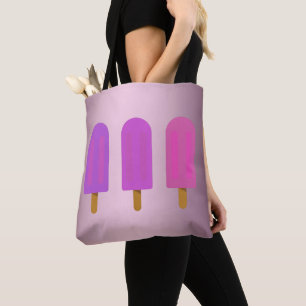Personalized pink funny popsicles tote bag