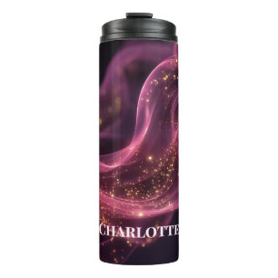 Personalized Pink Galaxy Sparkle Name Custom Thermal Tumbler