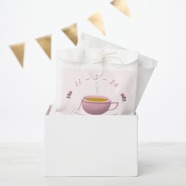 Personalized Pink Garden Tea-Party Bridal Shower Favour Bag (Creator Uploaded)