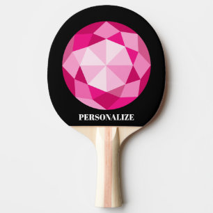 Personalized pink gemstone ping pong paddle