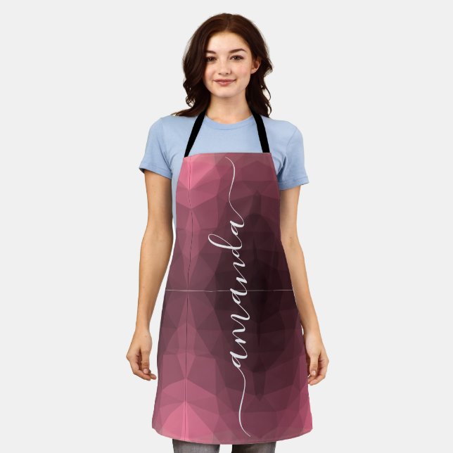 Personalized Pink Geometric Pattern Apron (Worn)