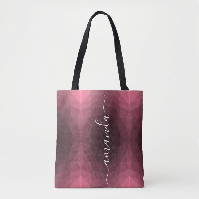 Personalized Pink Geometric Tote Bag (Front)