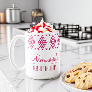 Personalized Pink Geometric Triangles Coffee Mug