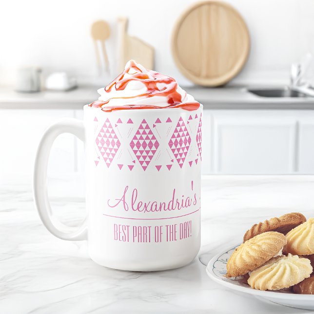 Personalized Pink Geometric Triangles  Coffee Mug (Creator Uploaded)