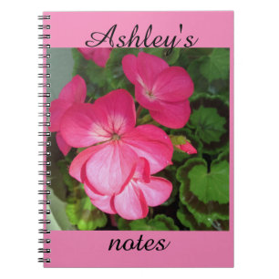 Personalized Pink Geranium Notebook