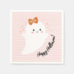 Personalized Pink Ghost Happy Halloween Napkin