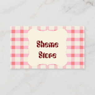 Personalized Pink Gingham Business Card Custom E