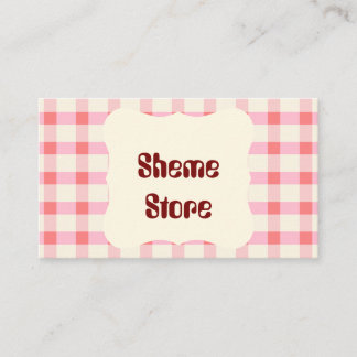 Personalized Pink Gingham Business Card | Custom E