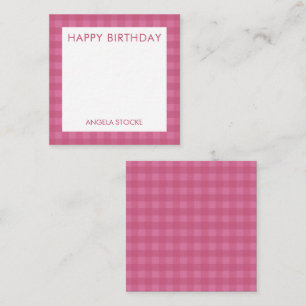 Personalized Pink Gingham Card
