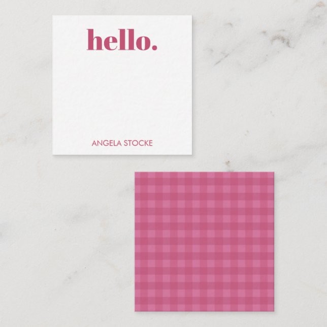 Personalized Pink Gingham Card (Front/Back)