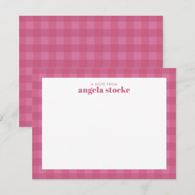 Personalized Pink Gingham Card (Front/Back)