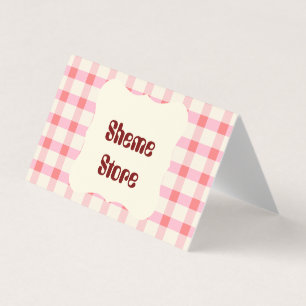 Personalized Pink Gingham Folded Business Card
