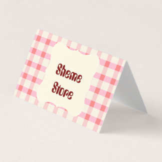 Personalized Pink Gingham Folded Business Card