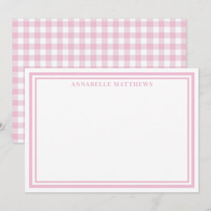 Personalized Pink Gingham Monogram Name Card