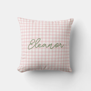 Personalized Pink Gingham Pillow   Silly Goose