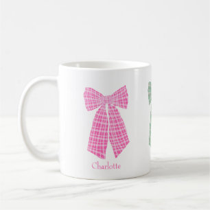 Personalized Pink Gingham Romantic Coquette Bow Coffee Mug
